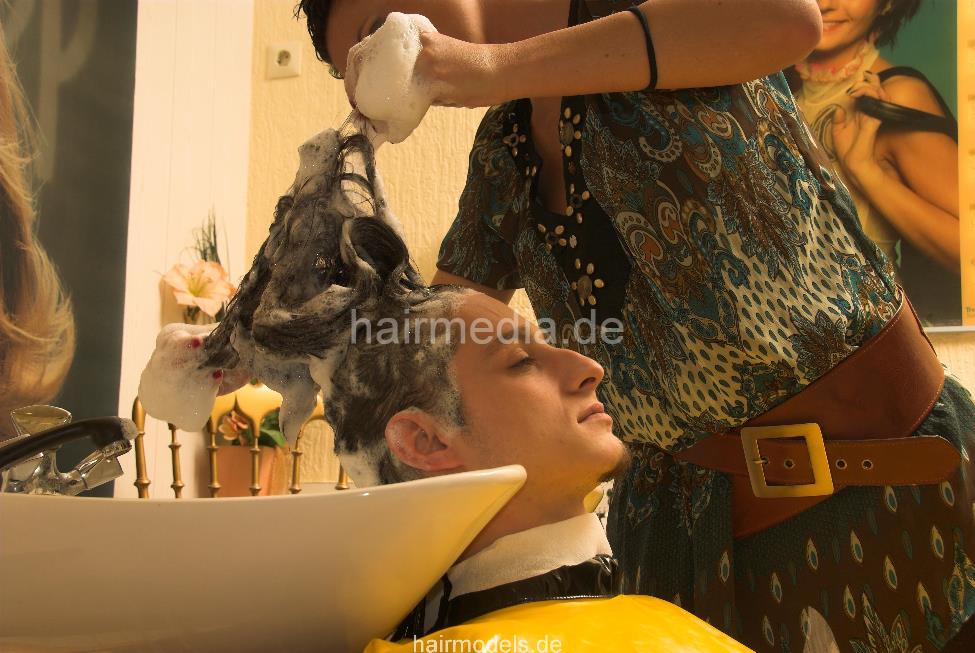 271 1 Kevin long hair guy backward salon hair wash shampoo by fresh shampooed AnjaS