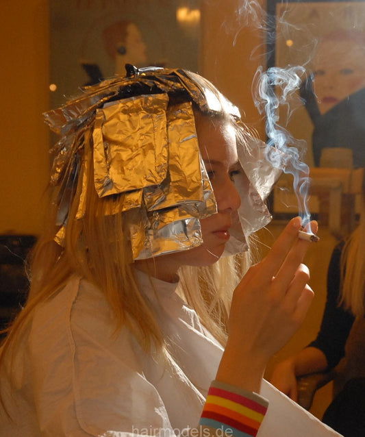 443 NY-victim foil highlighting and smoking teen bleaching scene