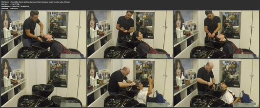 1062 beautiful clients getting backward hair shampoo inside beauty salon