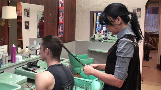 271 4 Kevin long hair guy blow dry and braid