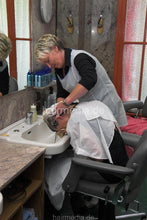 Load image into Gallery viewer, b011 Teen Jessi strong forward wash and blow by mom in white apron in vintage salon