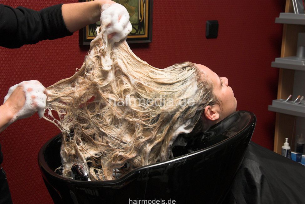 479 MarinaH 2 teen long hair shampoo, salon backward, thick blonde long hair