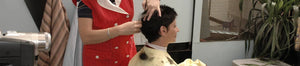 835 Catherine haircut multicape apron barbershop