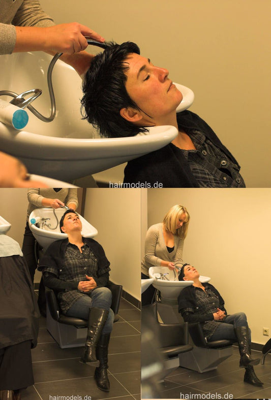336 Dil short hair salon shampooing backward manner