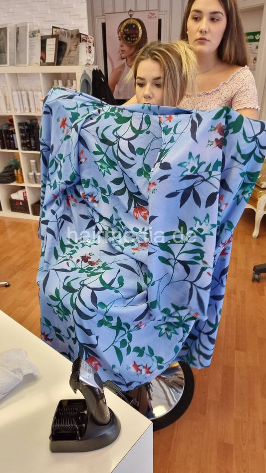 Inge TV unique very large nylon cape tieclosure flower cape blue e0123