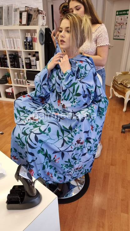 Inge TV unique very large nylon cape tieclosure flower cape blue e0123