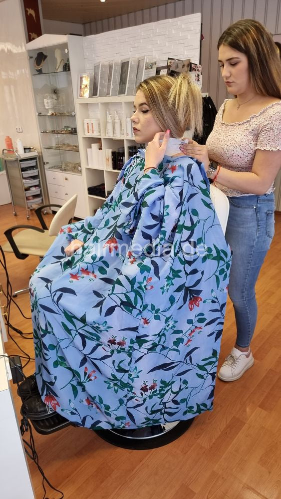 Inge TV unique very large nylon cape tieclosure flower cape blue e0123