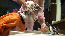 Cargar imagen en el visor de la galería, 8131 4 Agata forward salon shampoobowl hair, head, ear and face wash in pink apron large tieclosure cape