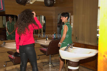 Load image into Gallery viewer, 1014 1 Alina in boots and leatherpants by Aida in Nylonkittel backward salon shampooing