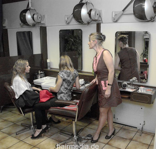 528 NatalieN teen by PetraF forwardshampoo in apron old fashioned salon