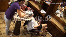 Cargar imagen en el visor de la galería, 357 Romana by mom salon backward shampooing in nylons and skirt, secretary look
