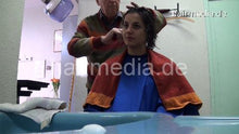 Load image into Gallery viewer, 6144 SamanthaS by old barber 1 forward wash hair shampooing in blue vintage shampoobowl