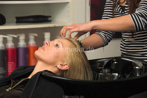b018 Lydia wash salon shampoo backward manner in black shampoobowl