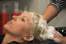 Load image into Gallery viewer, b018 Lydia wash salon shampoo backward manner in black shampoobowl