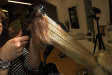 将图片加载到图库查看器，b018 Lydia style blowdry with brush blond bleached hair by master stylist