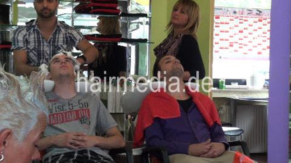 277 s0438 synced doublewash 2 male clients backward salon shampooing