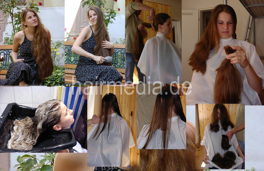 h065 Emy dry hair cut by hobbybarber in hotel, boyfriend watching