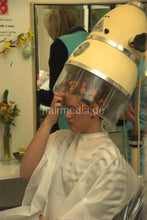 Cargar imagen en el visor de la galería, 6104 Lena 3 wet set in vintage hair salon in vintage metal hood dryers