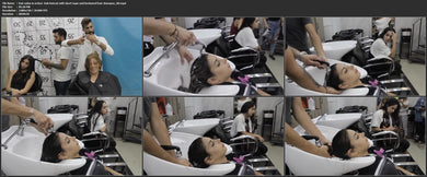 1062 hair salon in action- bob haircut with short nape and backward hair shampoo