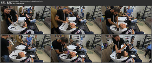 1062 hair shampoo massage after color removing on blond sexy long hair