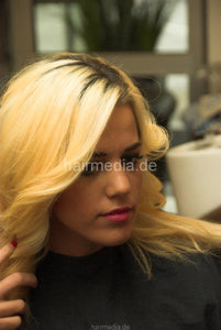 1020 2 Ernita blow dry bleached hair by bavarian dressed barberette green nails