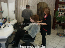 Load image into Gallery viewer, 6017 Carisa shampoo forward in vintage Karlsruhe salon white barbershop bowl