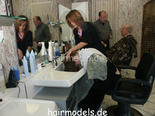Cargar imagen en el visor de la galería, 6017 Carisa shampoo forward in vintage Karlsruhe salon white barbershop bowl
