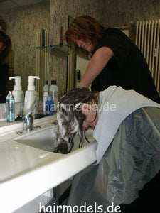 6017 Carisa shampoo forward in vintage Karlsruhe salon white barbershop bowl