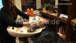 361 KristinaB 1 backward shampooing by VanessaDG blond barberettes hair in vintage Frankfurt salon
