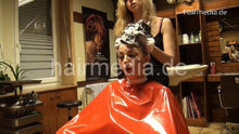 Cargar imagen en el visor de la galería, 361 LauraL 2 upright hairwash by SophiaA in pvc vinyl red shampoocape