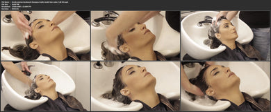 1062 lovely woman backward shampoo trailer inside hair salon