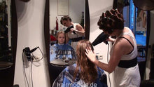 Laden Sie das Bild in den Galerie-Viewer, 6028 4 LenaF Wetset teen in hair salon blonde by barberette in rollers