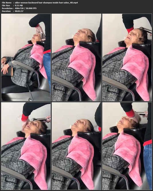 1062 older woman backward hair shampoo inside hair salon
