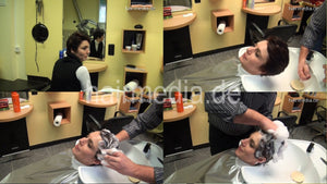 8135 Lucie 1 backward shampoo by barber in shiny pvc shampoocape
