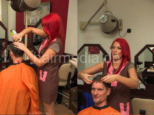 294 NadjaZ 17 male customer nv punishment haircut in XXL cape by readhead nylon barberette