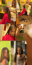 Load image into Gallery viewer, 8083 Elena cut young girls hair cut in serbian salon in red cape