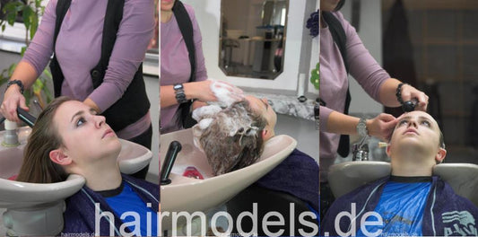 8042 LauraW shampoo in blue pvc shampoocape