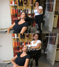 Load image into Gallery viewer, 377 AgataK by Celine tatoo shampoogirl backward salon shampooing in black bowl
