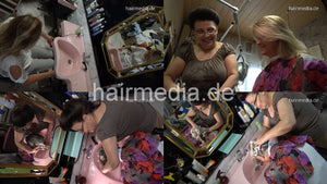 6302 MarikaS 2a forward shampoo hairwash by mature barberette in pink bowl