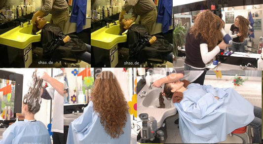 924 Carla shampooing XXL hair by barber backward in forward bowl