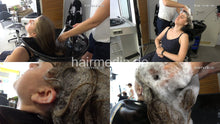 Load image into Gallery viewer, 6191 26 AlinaK teen thick blonde teen hair backward washing by salon hairdresser