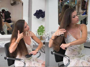 198 Tata 1 self brushing, braiding in hairsalon very long hair, summerdress