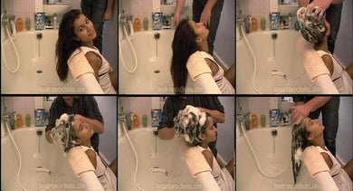 9106 Angelina Suhl Shampoocasting by barber backward wash at bathtub