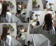 Carica l&#39;immagine nel visualizzatore di Gallery, 6191 27 AlinaK teen thick hair wetcut after shampoo in large heavy pvc velcroclosure cape