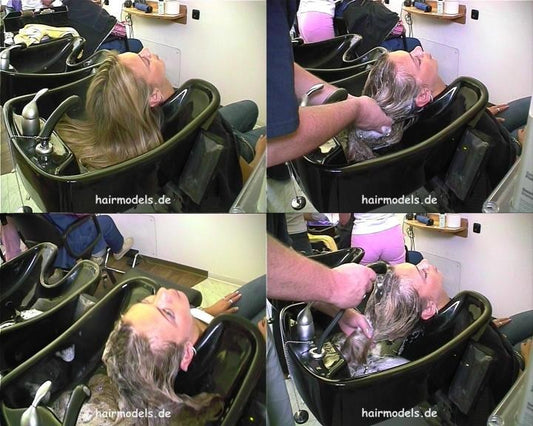 6008 Snesh s0133 shampooing blonde hair in black bowl 1995