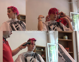 8146 Sophie buzzcut pinked hair by barber clippercut