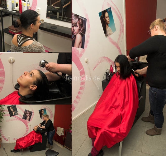 8135 Jacqueline s1288 backward shampoo in red nyloncape