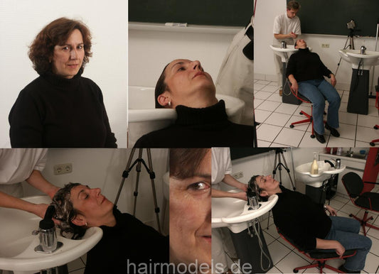 165 ChristianeW shampooing Hobbybarber Timo backward in Jeans