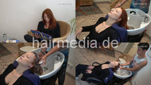 Load image into Gallery viewer, 370 ChristinaF redhead salon shampooing backward by young barber Khaled