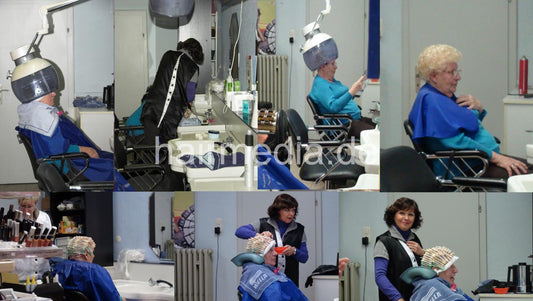 7000 elder lady gets a perm by vintage barberette in vintage hair salon
